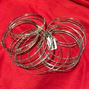 Silver bangle set for larger wrist